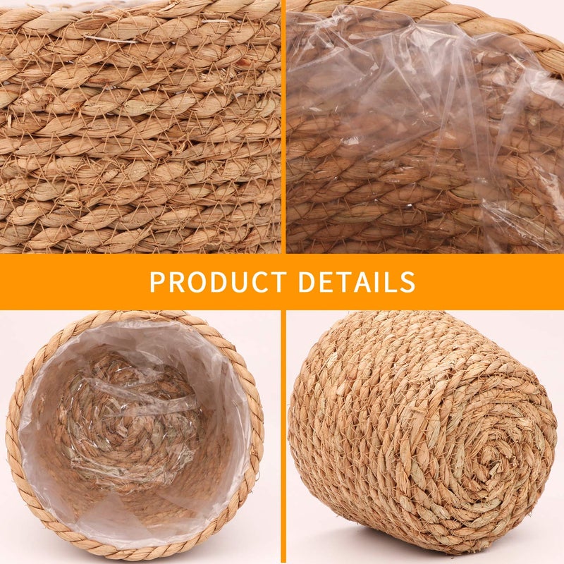 Ufrount Seagrass Planter Basket Stylish Planter Baskets for Indoor and Outdoor Plants Perfect for Flower Pots Cover and Room Decoration, Set of 4 - Image 3